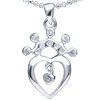 Crystal Heart And Crown 925 Sterling Silver Pendant