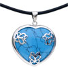 Blue Heart With Butterfly 925 Sterling Silver Pendant