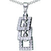 Three Crystal Square 925  Sterling   Silver   Pendant 