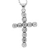 Sterling Silver Round Cz  Cross   Pendant 