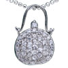 Elegant Crystal Purse 925  Sterling   Silver   Pendant 