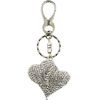 Double April Birthstone Heart  Bag Charm  Swarovski Crystal