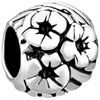 Round Shaped Tender Flowers Silver Plated European Beads