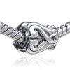 Drum Shaped Whorl Heart Silver Plated European Beads