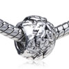 Round Shaped Abstract Leaves Silver Plated European Beads