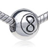 Round Shaped Chic Number Eight Silver Plated European Beads