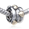 Drum Shaped Delicate Golden Heart Two Tone Plated European Beads