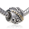 Abstract Tree Thread Drum Shaped Two Tone Plated European Beads