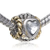 Drum Shaped Heart &amp; Scale Two Tone Plated Crystal European Beads