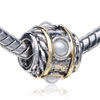 Cylindrical Shaped Pearl Purity Two Tone Plated Style Pandora Beads