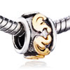 Drum Shaped Abstract Symbol Two Tone Plated European Beads