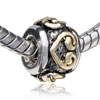 Cylindrical Shaped Worm Heart Two Tone Plated European Beads