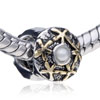 Round Shaped Starry Sky Two Tone Plated Crystal European Beads