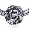 Round Shaped Abstract Leaves &amp; Silver Plated Crystal European Beads