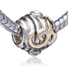 Drum Shaped Flying Phoenix With Pearl Two Tone Plated Crystal European Beads
