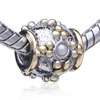 Cylindrical Shaped Unique Flower Two Tone Plated European Beads