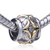 Drum Shaped Flower In Bud Two Tone Plated European Beads