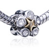 Double Five Pointed Stars Silver Plated Crystal European Beads