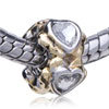 Round Shaped Heart Purity Two Tone Plated Crystal European Beads