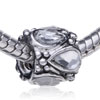 Cylindrical Shaped Clear Drop Silver Plated Crystal European Beads