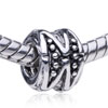 Cylindrical Shaped Symmetrical Letter M Silver Plated European Beads