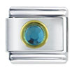Circle March Aquamarine Color Rhinestone Italian Charm