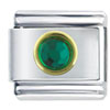 Circle May Emerald Color Rhinestone Italian Charm