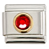 Circle July Ruby Color Rhinestone Italian Charm