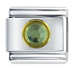 Circle August Peridot Color Rhinestone Italian Charm
