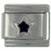 Silver Star Black Italian Charm