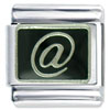  Silver  "@" Black Italian Charm