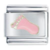 Silver Plated Pink Footprint Italian Charm