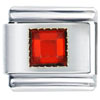 January Garnet Color Square Birthstone Italian Charm