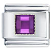 Square February Amethyst Color Birthstone Italian Charm