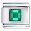 Square May Emerald Color Birthstone Italian Charm