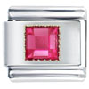 Square July Ruby Color Birthstone Italian Charm