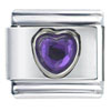 February Amethyst Color Heart Birthstone Italian Charm