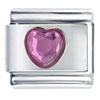 July Ruby Color Heart Birthstone Italian Charm