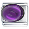 Oval February Amethyst Color Birthstone Italian Charm