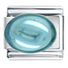 March Aquamarine Color Big Oval Birthstone Italian Charm