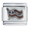Silver Wavy  Usa   Flag  Italian Charm