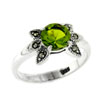 Round Cut Green Peridot Cz Ring