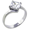 Size 6 Square Cut Cz Twist 925 Sterling Silver Ring
