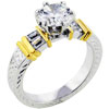 Size 6 Round Cut  Cz  &amp; 4  Cz  Baguettes Ring