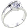 diamond cz rings - Size 6 Wave Band Heart  Cz  Ring