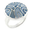 Size 6 Blue Faux  Mother  Of Pearl Swirl Ring
