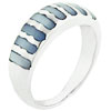 Blue Striped Faux Mother Of Pearl Ring