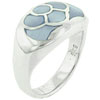Size 6 Blue Mother Of Pearl Lotus Ring