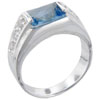 Size 6 Emerald Cut Cz Rhinestone Aquamarine Ring
