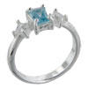 Size 6 Emerald Cut Cz Aquamarine Ring